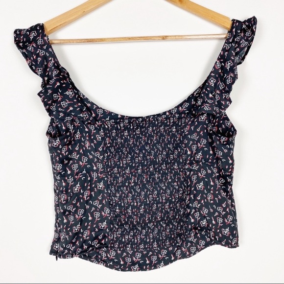 FREE PEOPLE Stay With You Ruffled Crop Top Black - Picture 4 of 8